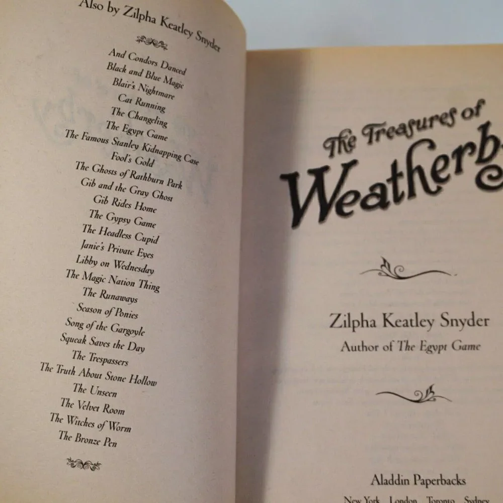 The Treasures of Weatherby by Zilpha Keatley Snyder 2007 Trade Paperback